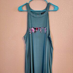 Torrid Super Soft Mint Blue Love Floral Tank - NWT Sz 2